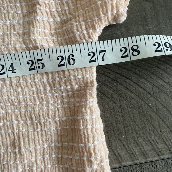 Pure Jill Cotton Short Sleeve Oversized Embroidered Blouse Size Large Peach - Picture 11 of 13